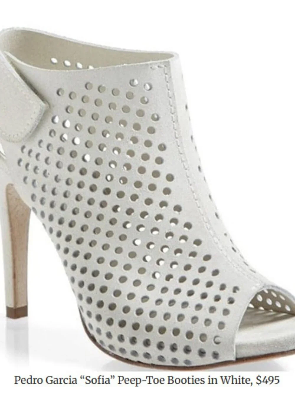 Womens Pedro Garcia White Sofia Perforated Suede Peep Toe Booties 38 US/8